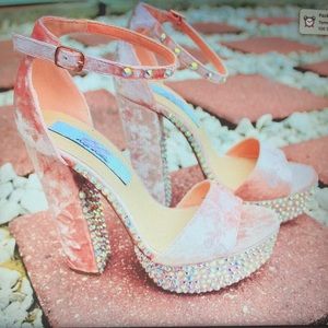 New Pink Platform Rhinestones Summer Sandals